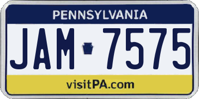 PA license plate JAM7575