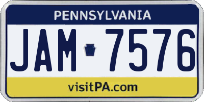 PA license plate JAM7576
