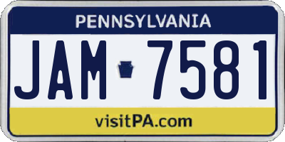 PA license plate JAM7581