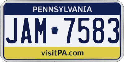 PA license plate JAM7583