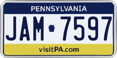 PA license plate JAM7597