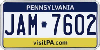 PA license plate JAM7602