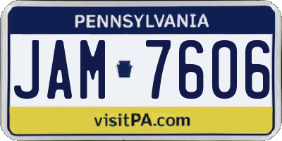 PA license plate JAM7606