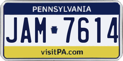 PA license plate JAM7614