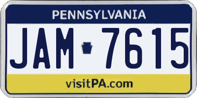 PA license plate JAM7615