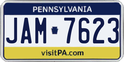 PA license plate JAM7623