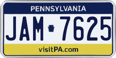 PA license plate JAM7625