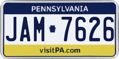 PA license plate JAM7626