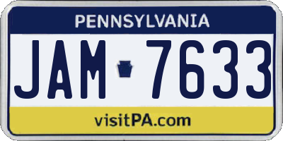 PA license plate JAM7633