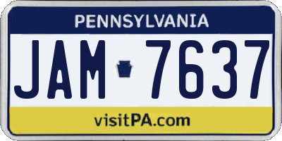 PA license plate JAM7637