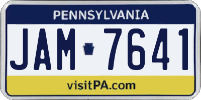 PA license plate JAM7641