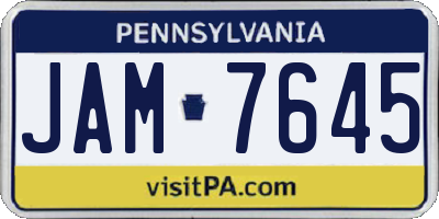 PA license plate JAM7645