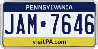 PA license plate JAM7646