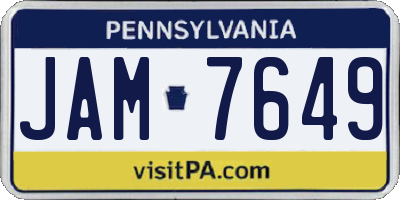 PA license plate JAM7649