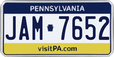 PA license plate JAM7652