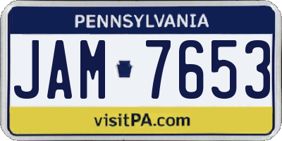PA license plate JAM7653