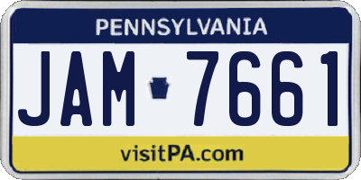 PA license plate JAM7661