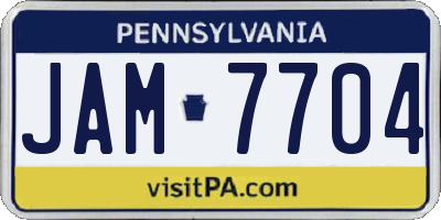 PA license plate JAM7704