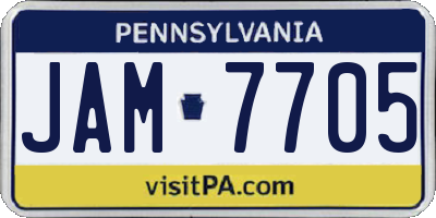 PA license plate JAM7705