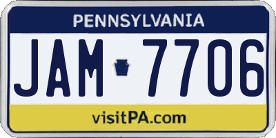 PA license plate JAM7706