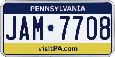 PA license plate JAM7708