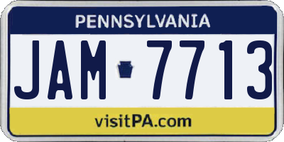 PA license plate JAM7713