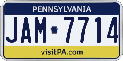 PA license plate JAM7714