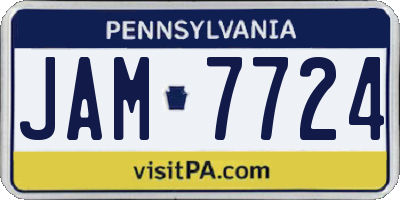 PA license plate JAM7724