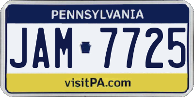 PA license plate JAM7725