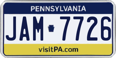 PA license plate JAM7726