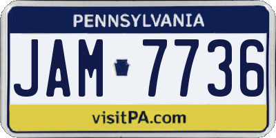 PA license plate JAM7736