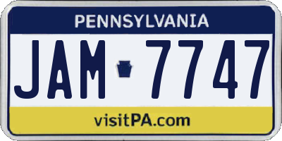 PA license plate JAM7747