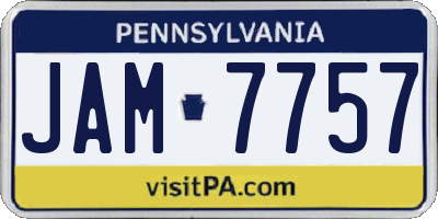 PA license plate JAM7757