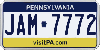 PA license plate JAM7772