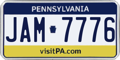 PA license plate JAM7776
