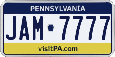 PA license plate JAM7777