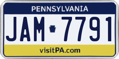 PA license plate JAM7791