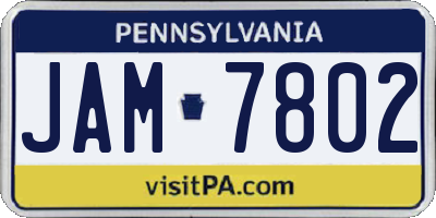 PA license plate JAM7802