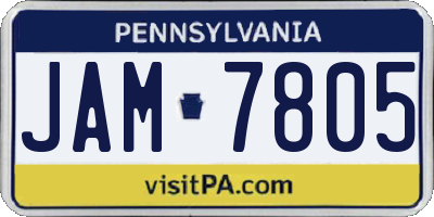 PA license plate JAM7805