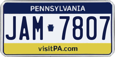 PA license plate JAM7807