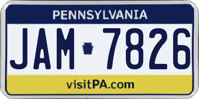 PA license plate JAM7826