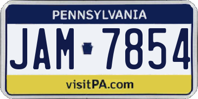 PA license plate JAM7854