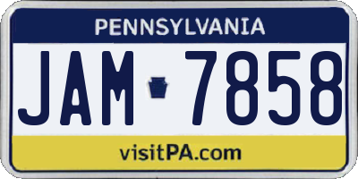 PA license plate JAM7858