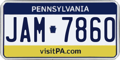 PA license plate JAM7860