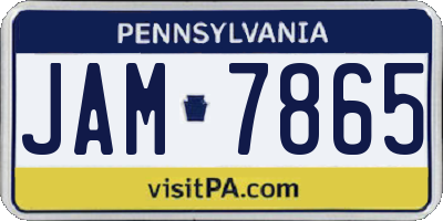 PA license plate JAM7865