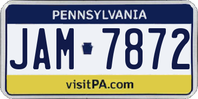 PA license plate JAM7872