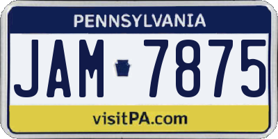 PA license plate JAM7875