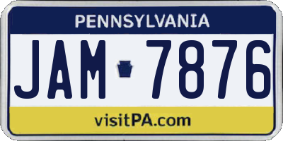 PA license plate JAM7876