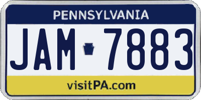 PA license plate JAM7883