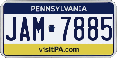 PA license plate JAM7885